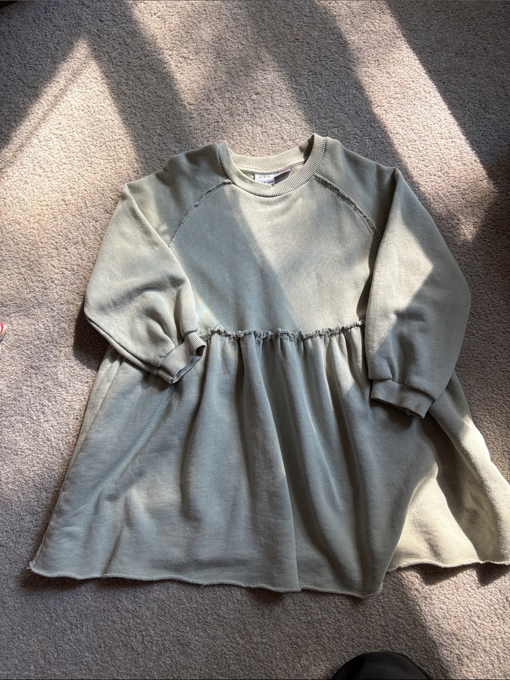 Zara Sage Green Kids Sweatshirt Dress